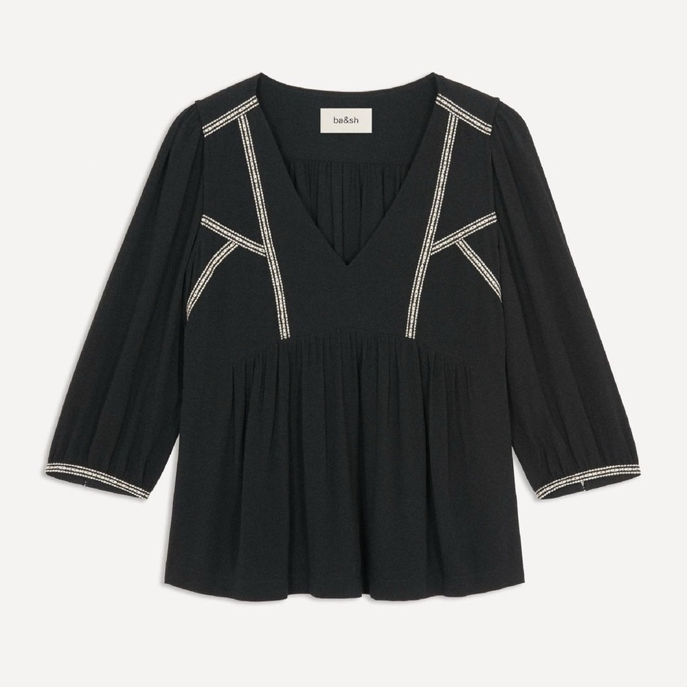 ba&sh Black Blouse with White Accents